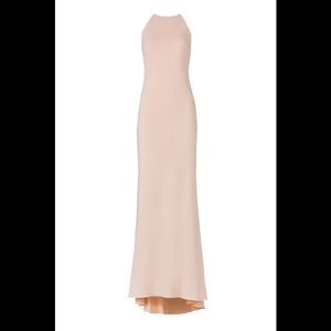 Badgley Mischka crepe high low gown